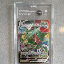 Pokemon TCG 2023 Rayquaza VMAX 101/159 Crown Zenith Holo TAG 9 - Image 1