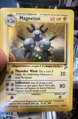 Pokemon TCG Magneton 9/130 Holo Rare Base Set 2 Pokemon Holo Damaged - Image 1