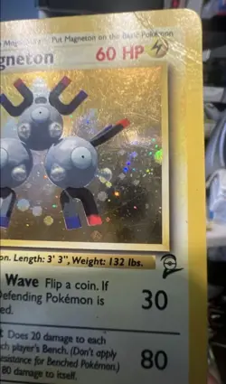 Pokemon TCG Magneton 9/130 Holo Rare Base Set 2 Pokemon Holo Damaged - Image 2