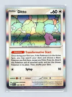Ditto 132/165 Rare 151 Pokemon Holo Lightly Played - Image 1
