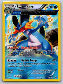 SWAMPERT 36/160 HOLO RARE PRIMAL CLASH POKEMON REVERSE HOLO LP - Image 1