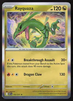 Rayquaza 153/217 Rare Ascended Heroes Pokemon Near Mint - Image 1