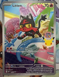 Pokemon TCG Mega Evolutions Litten Illustration Rare #44 Black Star Promo NM - Image 1