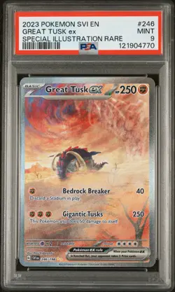 Pokemon Great Tusk Ex 246 Special Illustration Rare PSA 9 Mint - Image 1