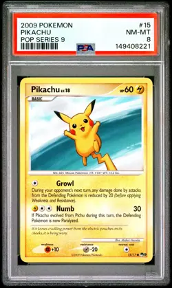 2009 POKEMON POP SERIES 9 15 PIKACHU PSA 8 - Image 1