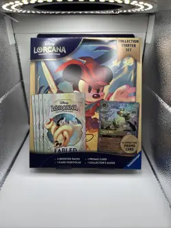 Disney Lorcana Fabled Collection Starter Set 4 Packs Tinkerbell Promo New Sealed - Image 1