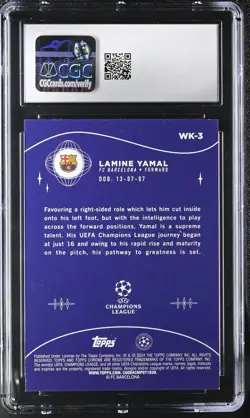 2023-24 Chrome UEFA CC #WK-3 Lamine Yamal Wonderkids CGC 8 - Image 2