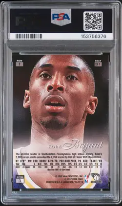 1996 FLAIR SHOWCASE ROW 1 #31 KOBE BRYANT ROOKIE RC PSA 9 - Image 2