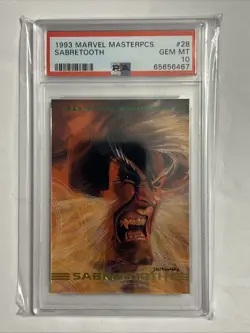 1993 MARVEL MASTERPIECES #28 SABRETOOTH PSA 10 - Image 2