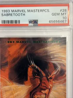 1993 MARVEL MASTERPIECES #28 SABRETOOTH PSA 10 - Image 3