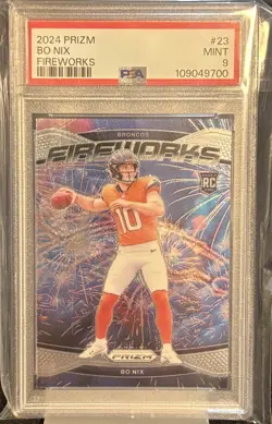 2024 Prizm Bo Nix Fireworks PSA 9 - Image 1