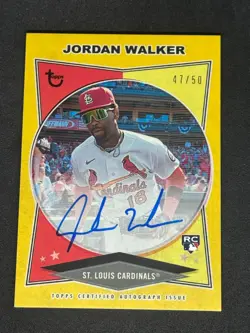 2023 Topps Brooklyn Collection Jordan Walker RC On Card Gold Auto /50 Cardinals - Image 1