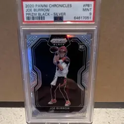 2020 Panini Chronicles Prizm Black Joe Burrow #PB-1 Silver Rookie PSA 9 Bengals - Image 1