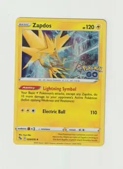 Zapdos Pokemon TCG Pokemon Go Card 029/078 Holo - Image 1