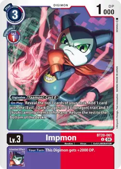 1x BT20-061 Impmon Special Booster 2.5 Digimon Card Game x1 - Image 1