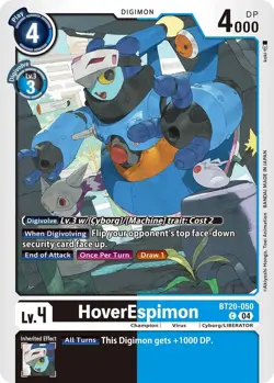 1x BT20-050 HoverEspimon Special Booster 2.5 Digimon Card Game x1 - Image 1