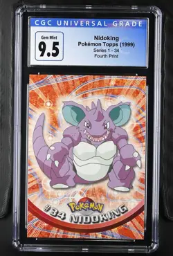 Nidoking 34 Topps 1999 Series 1 Pokemon Graded CGC 9.5 (AUTOMATIC Gem Mint 10) - Image 1