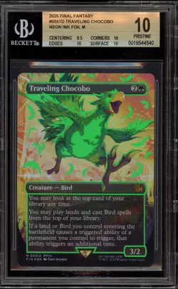 Magic MTG Traveling Chocobo Final Fantasy Neon Ink Green Foil #0551D BGS 10 - Image 1