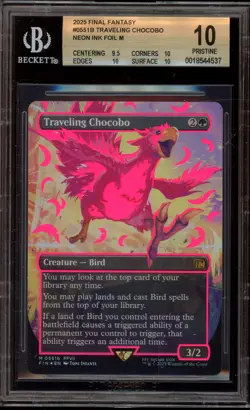 Magic MTG Traveling Chocobo Final Fantasy Neon Ink Pink Foil #0551B BGS 10 - Image 1