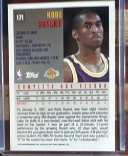 Topps 1997 Kobe Bryant Base Set #171 Los Angeles Lakers NBA Basketball Card - Image 2