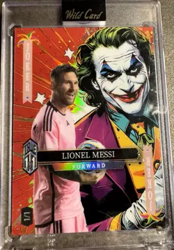 2025 Wild Card Jokers Wild Lionel Messi True 1/1 Joker Pink Soccer - Image 1