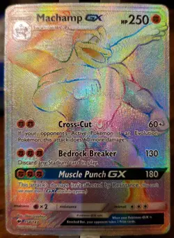 Pokemon Card Machamp GX 154/147 Burning Shadows Secret Rainbow Rare Ex To N/M - Image 1