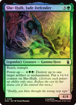 NM Foil She-Hulk, Jade Defender, MTG, Super Heroes, Magic the Gathering, 188 - Image 1