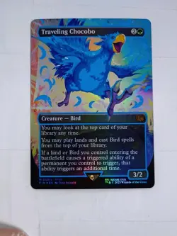 Traveling Chocobo 0551c Borderless Neon Ink Blue Final Fantasy Foil Near Mint - Image 1