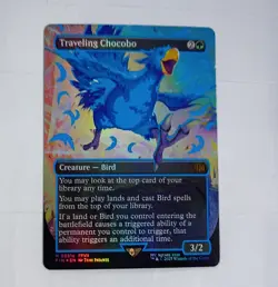 Traveling Chocobo 0551c Borderless Neon Ink Blue Final Fantasy Foil Near Mint - Image 2