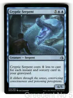 Cryptic Serpent 48 Uncommon Amonkhet Magic: The Gathering Foil Lightly Played - Image 1