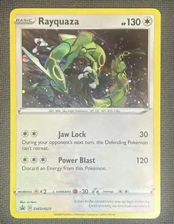 Rayquaza SWSH029 Cosmos Holo Bleed Error Rare Pokemon TCG Promo - Swirl - Image 1