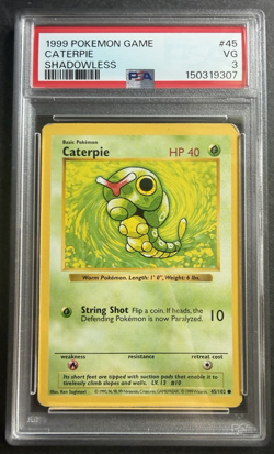 1999 Pokemon Game Caterpie Shadowless #45 PSA 3 VG !!LOW POP!!! - Image 1