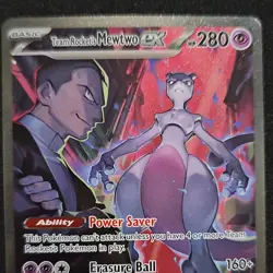 Pokemon Company Team Rocket's Mewtwo ex 231/182 SIR Full Art Holo Eng 280 HP - Image 2