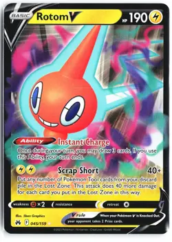 Rotom V 045/159 Holo V Rare Crown Zenith Pokemon Near Mint - Image 1