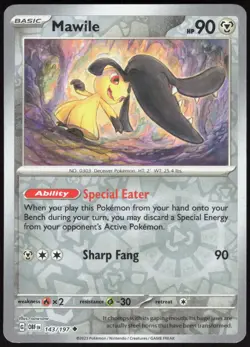 Obsidian Flames Mawile 143/197 Uncommon Pokemon Reverse Holo NM/M - Image 1