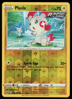 Plusle 089/264 Common Fusion Strike Pokemon Reverse Holo Lightly Played - Image 1