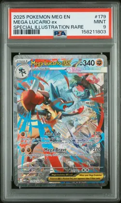 2025 POKEMON MEG EN-MEGA EVOLUTION #179 MEGA LUCARIO EX PSA 9 - Image 1
