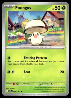 Foongus 9/197 Pokemon Card Obsidian Flames Common 50 HP Near Mint EH - Image 1