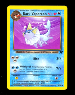 2000 Pokemon DARK VAPOREON Team Rocket Set LOW INK ERROR Misprint Card 45/82 NM - Image 1