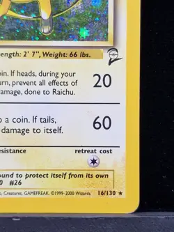 Pokemon TCG Raichu Holo Card Base Set 2, 16/130 Rare Excellent Con LP - Image 4