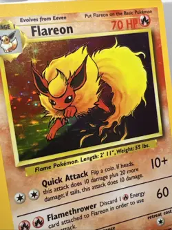 Flareon 3/64 Jungle English Holo Rare Pokemon Card 1999, No Symbol Error. NM - Image 2