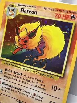 Flareon 3/64 Jungle English Holo Rare Pokemon Card 1999, No Symbol Error. NM - Image 3