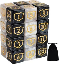 24 Resin Dice Counters - MTG, TCG, Life & Loyalty Tokens - Marble D6 Set - Image 1