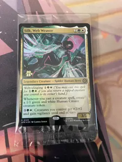 MTG - SILK, WEB WEAVER - FOIL - RARE - PRERELEASE PROMO - NM - SPM - Image 1