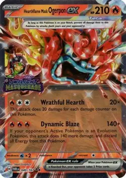 Hearthflame Mask Ogerpon ex (Twilight Masquerade Stamp) 040/167 Holo NM - Image 1