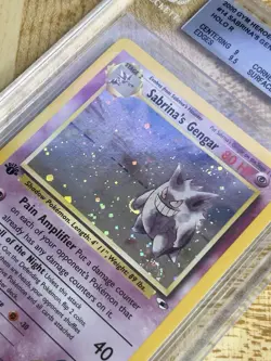 1st Edition Sabrina's Gengar #14 Holo Rare Gym Heroes BGS 9 *ORB 🔵 in HAND* - Image 3