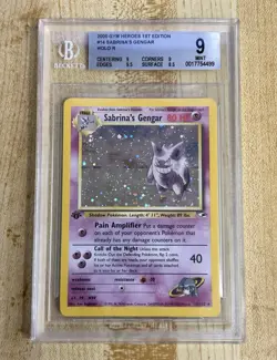 1st Edition Sabrina's Gengar #14 Holo Rare Gym Heroes BGS 9 *ORB 🔵 in HAND* - Image 5