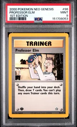 2000 POKEMON NEO GENESIS 1ST ED #96 PROFESSOR ELM PSA 9 - Image 1