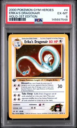 2000 POKEMON GYM HEROES HOLO-1ST EDITION #4 ERIKA'S DRAGONAIR PSA 6 - Image 1