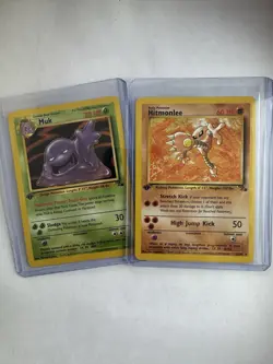 WoTC Pokemon TCG 1st Edition 2 Card Lot - Muk 28/62 Hitmonlee 22/62 Rare NM - Image 1